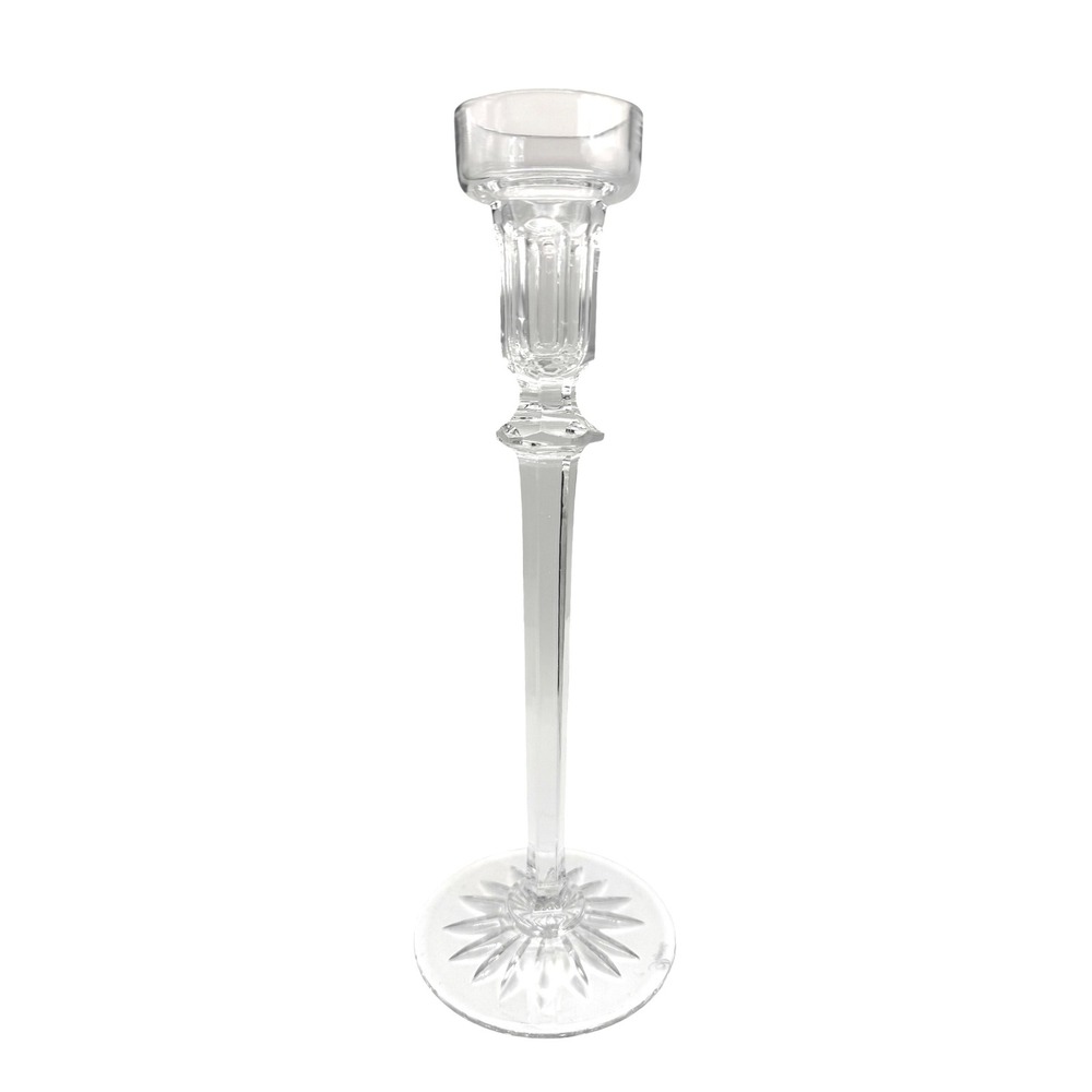 Rogaska‎ Crystal Taper Candlestick Holder - 10" Tall - Signed - Starburst Base